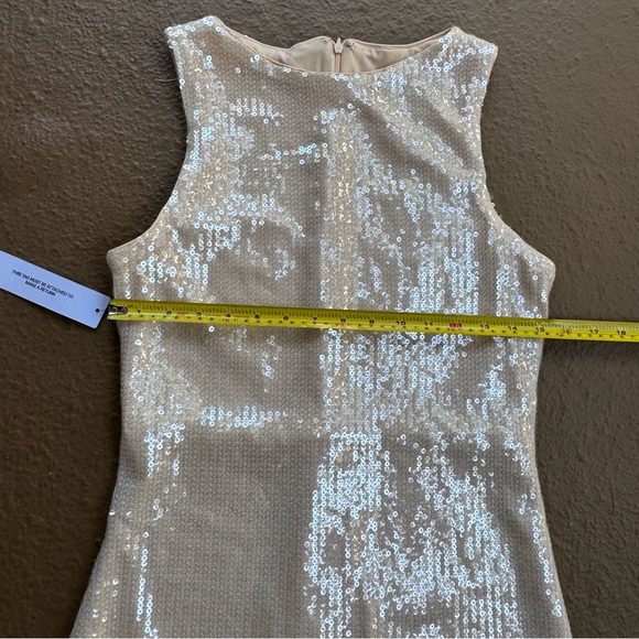 PrincessPolly Sequin Dress Romper Build in Shorts Round Neck Champagne Size 8 - Picture 8 of 16